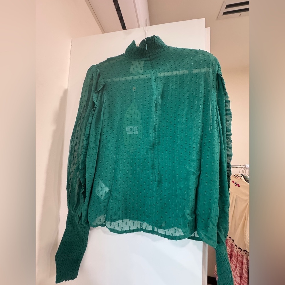 Farm Rio Emerald ruffled long sleeve blouse - Picture 5 of 8